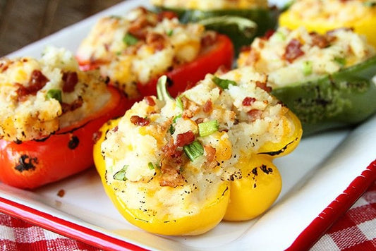 GRILLED TWICE BAKED POTATO STUFFED PEPPERS