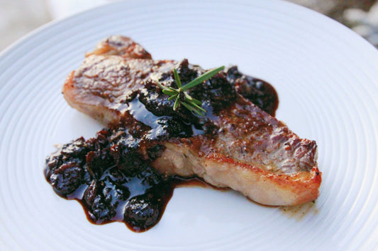 Bison Steak with Cherry-Balsamic Sauce