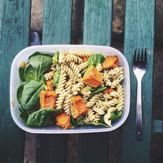 Roasted Squash & Spinach Pasta Salad
